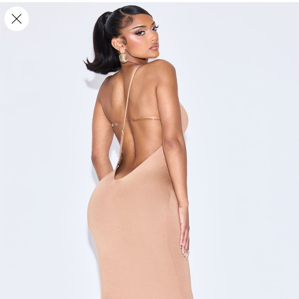 Fashion Nova Backless Maxi Dress - Mocha